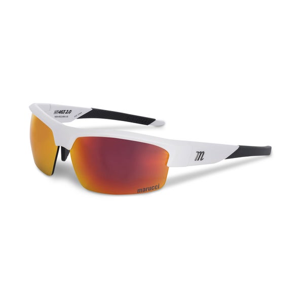 MARUCCI MV463 2.0 YOUTH PERFORMANCE SUNGLASSES, MATTE WHITE W/ VIOLET LENS RED MIRROR (NEW)