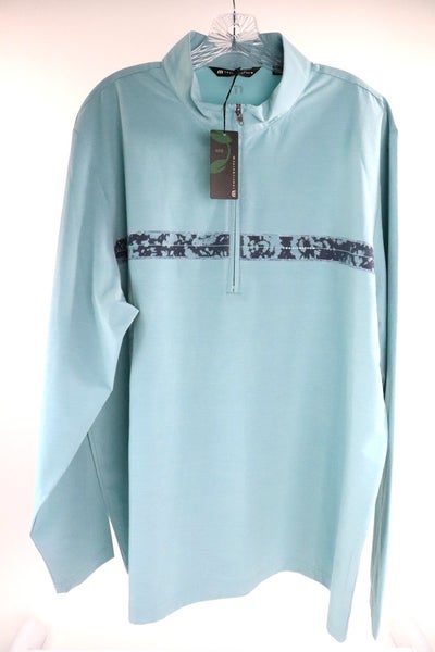 Travis Mathew Mens Swell Season Quarter Zip Pullover, Blue, XXL, 1MAB209, NWT