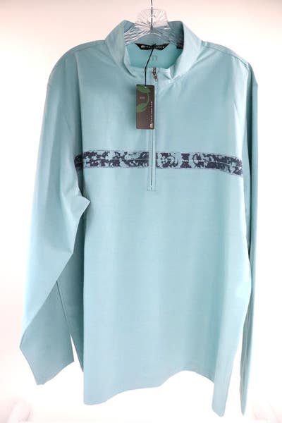Travis Mathew Mens Swell Season Quarter Zip Pullover, Blue, XXL
