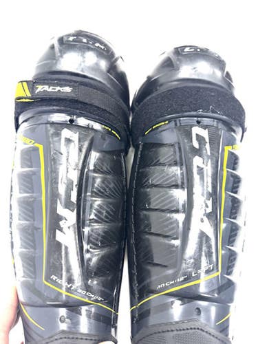 Used CCM TACK 9080 Junior Shin Guards Black 12" 11860-S000301061