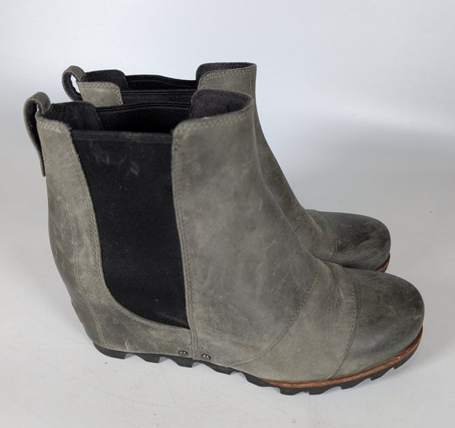 Sorel Lea Wedge Gray Leather Ankle Booties Boots Women's Size: 8.5