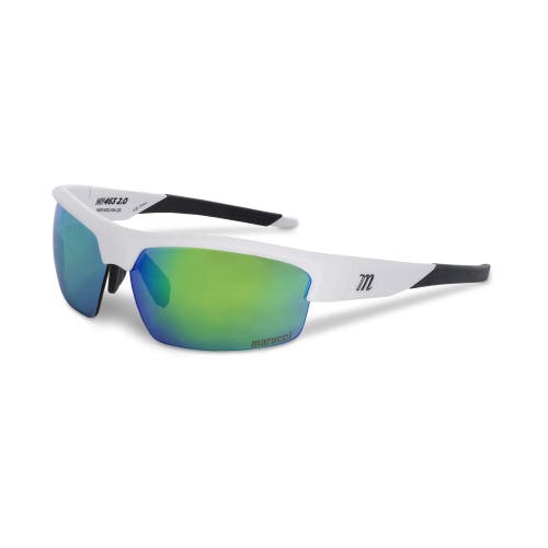 MARUCCI MV463 2.0 PERFORMANCE SUNGLASSES, MATTE WHITE W GREEN LENS (NEW)