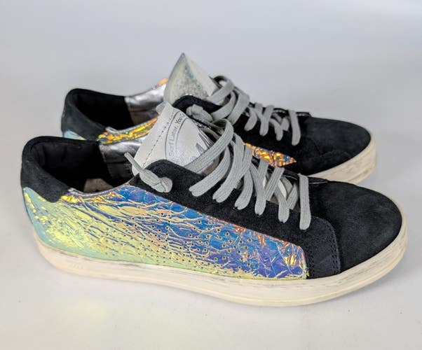 P448 Jack Sneakers Black Suede Irrodescent Shoes Women's Size: 38 / 7