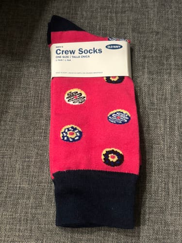 Old Navy Donut Themed Crew Socks Adult Large Pink New