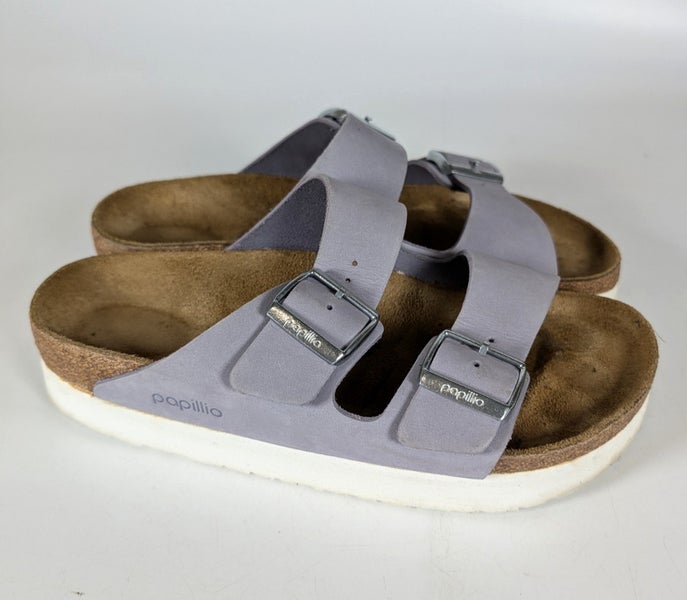 Birkenstock Papillio Arizona Platform Sandal Nubuck Leather Lilac Purple 40 / 9