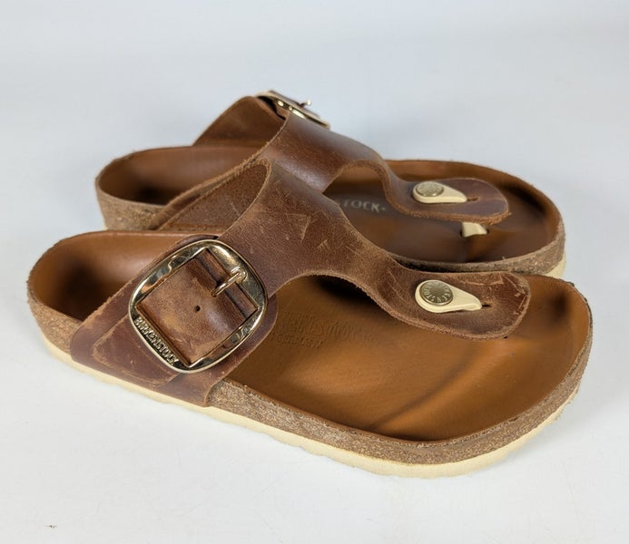 Birkenstock Gizeh Big Buckle Sandals Womens Size: 37 / 6 Brown Leather Thong