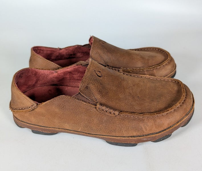 Olukai Moloa Men's Toffee Brown Leather Slip On Shoes Size 8.5
