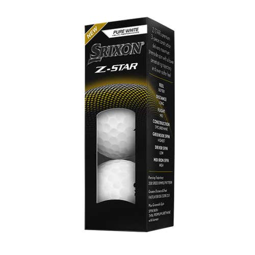 Srixon Z Star Golf Balls (Pure White, Spinskin, 3pk) 1 Sleeve 2025 NEW
