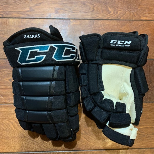 New 13" San Jose Sharks CCM HG97 4-Roll Pro Stock Gloves *Please Read Full Description*