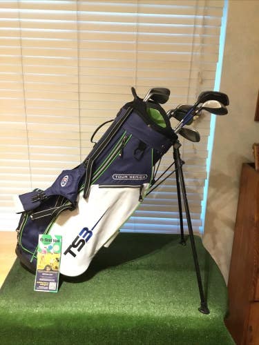 USKG TS3 V10 Juniors Set (D, 3W, 4H, 6-8i, PW, SW, LW) TS57 & Stand Bag (READ)