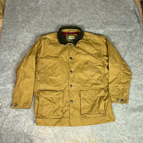 Cabelas Mens Jacket Extra Large Brown Canvas Wool Flannel Barn Chore Workwear ^