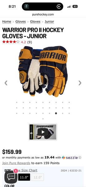 Warrior Pro Series II Gloves 11" (Used)