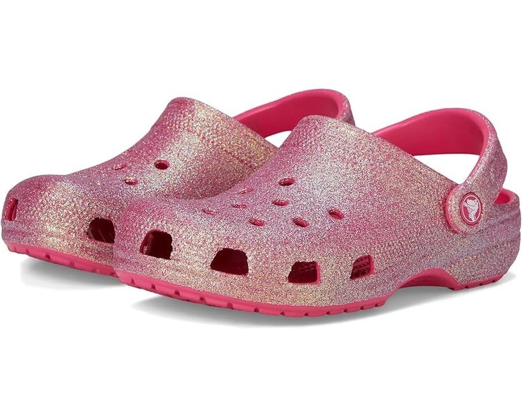 Crocs Classic Iridescent Glitter Clogs Kids 5Y Dragon Fruit Slip On Shoes TLW641