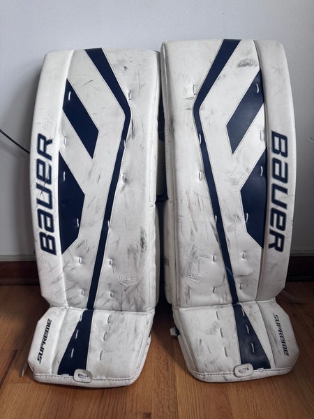 White 34" Senior Bauer One.7 Goalie Leg Pads (Used)