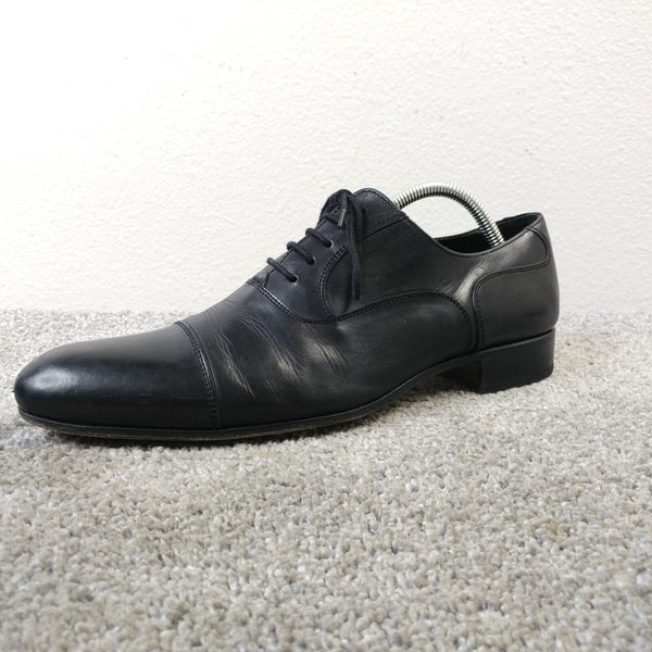 Russell & Bromley Mens UK 7 Shoes Cap Toe Oxford Lace Up Black Leather Hand Made