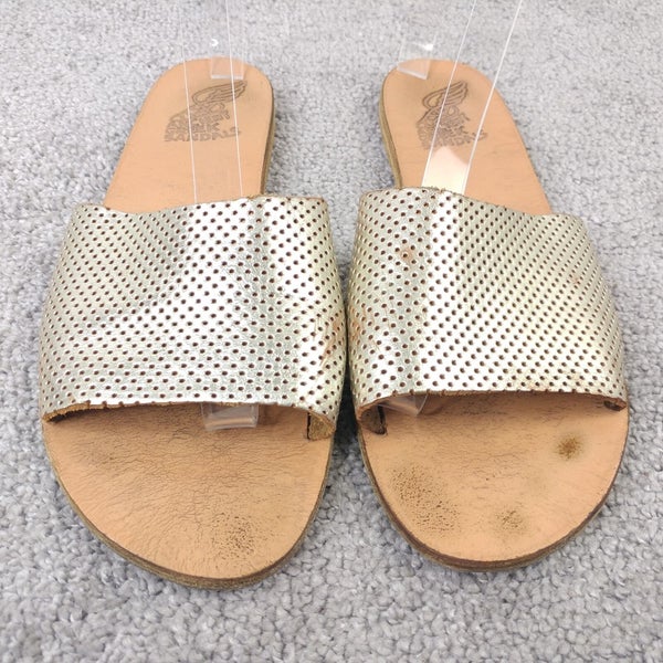 Ancient Greek Sandals Womens Size 41 EU Shoes Leather Metallic Gold Flats