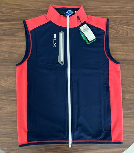 Polo Ralph Lauren RLX Full Zip Golf Vest Red Navy Men’s Sz S $168