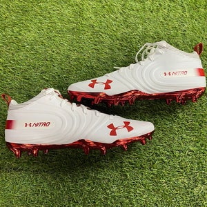 White Men's Size 13.0 Under Armour Team Nitro Mid Top MC (New)