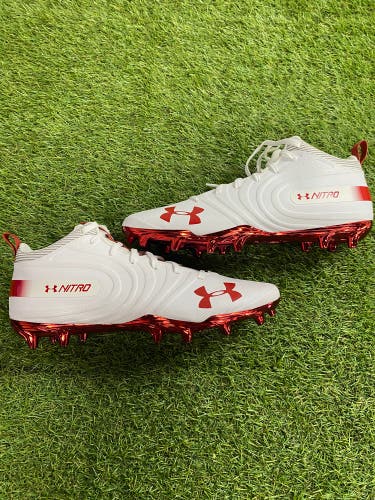 White Men's Size 13.0 Under Armour Team Nitro Mid Top MC (New)