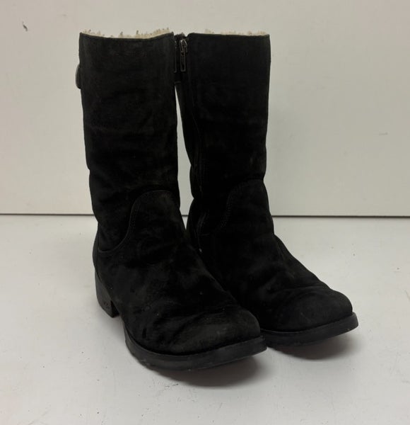UGG Australia Maddison Black Shearling Suede Leather Women's Boots US 10 EU 41