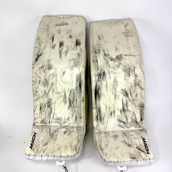 Used White Bauer Supreme Mach Goalie Pads | 35 +1" | Thompson | Vegas Golden Knights