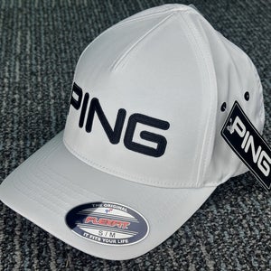 Ping FlexFit Structured Tour Golf Hat Cap White Size: Small/Medium NEW!