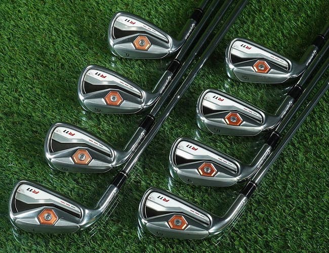 TAYLORMADE R11 IRONS SET 3-PW +1.5 FST KBS 90G STIFF SHAFTS LEFT HANDED ~NICE!