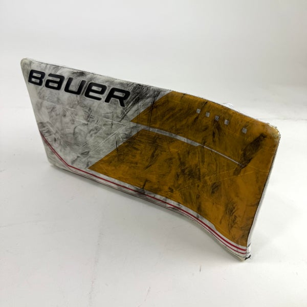 Used White and Gold Regular Bauer Supreme Mach Goalie Blocker | Patera | Vegas Golden Knights