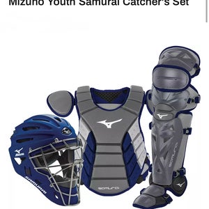 Mizuno Youth Samurai Catcher's Set Grey/Navy