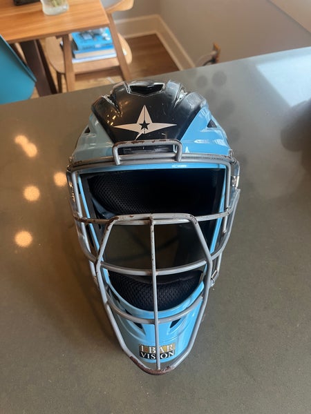 Used All Star System 7 Catcher's Mask (Youth 9-13 YO) Sky Blue + Navy barely used