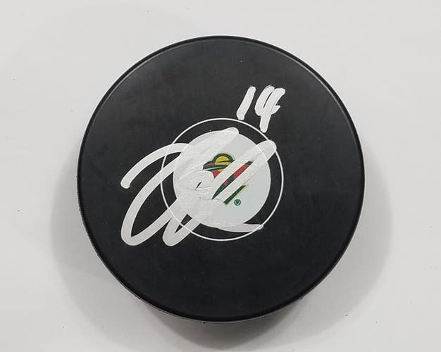 JOEL ERIKSSON EK Autographed Minnesota Wild Signed NHL Hockey Puck
