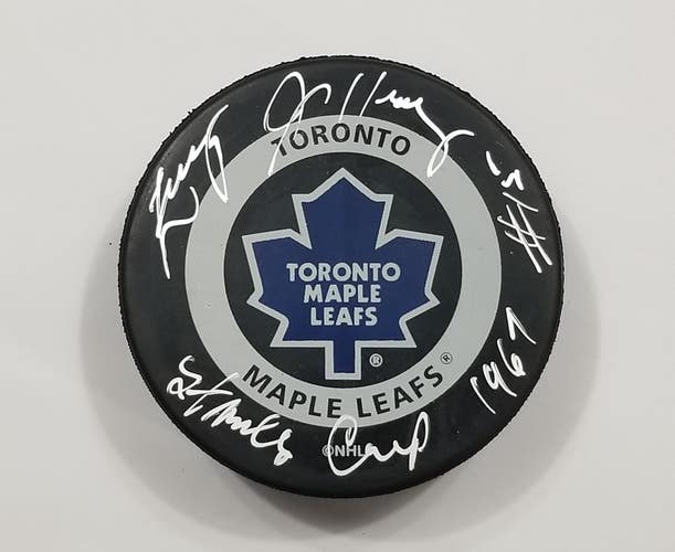 LARRY JEFFREY Autographed Toronto Maple Leafs Signed Game Puck STANLEY CUP '67
