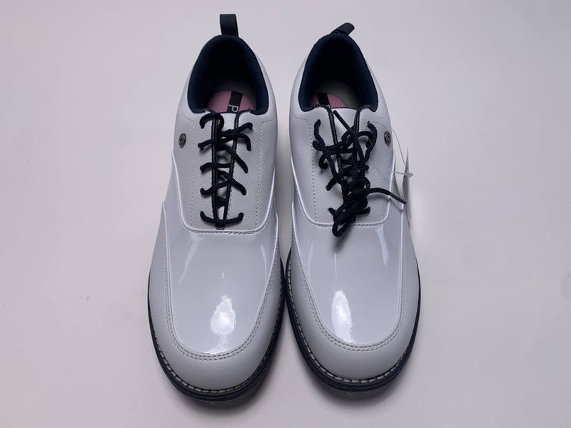 FootJoy DryJoys Premiere Series Golf Shoes White Pink Navy Womens SZ 7.5 (99044)