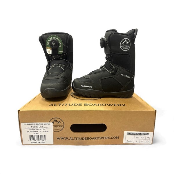 ALTITUDE "YETI JR DIAL" JR KIDS SNOWBOARD BOOTS - SIZE: 2