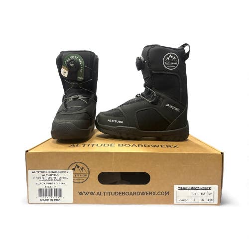 ALTITUDE "YETI JR DIAL" JR KIDS SNOWBOARD BOOTS - SIZE: 3