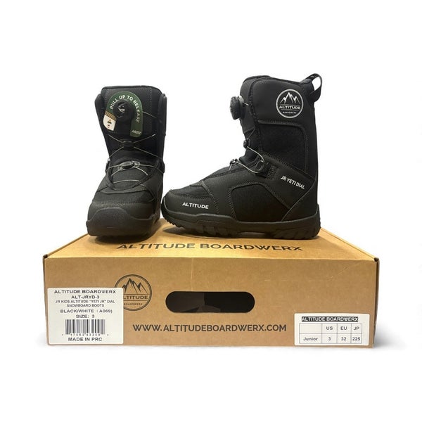 ALTITUDE "YETI JR DIAL" JR KIDS SNOWBOARD BOOTS - SIZE: 3