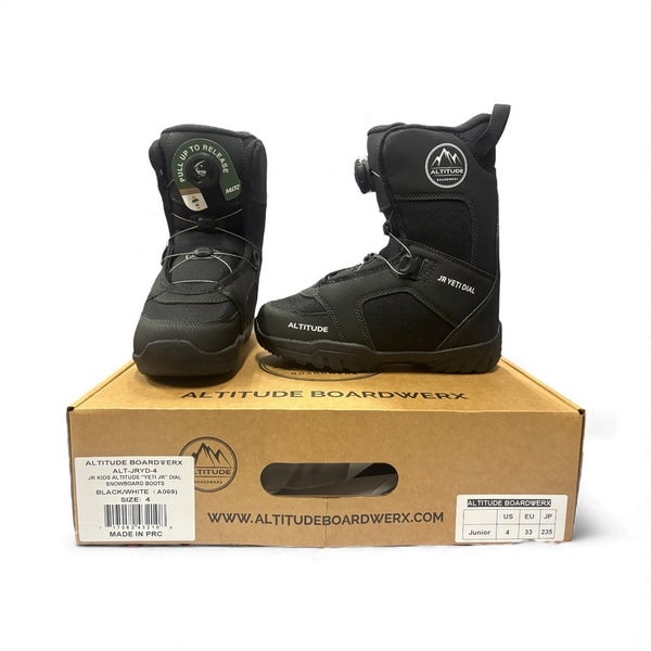 ALTITUDE "YETI JR DIAL" JR KIDS SNOWBOARD BOOTS - SIZE: 4