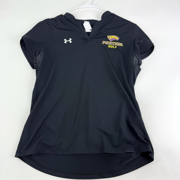 Used Black Under Armour Womens Mach Polo | UWSP Pointers | Womens L | E298