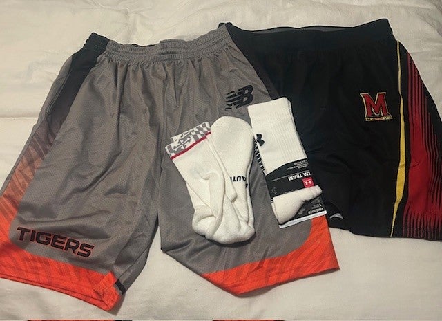 UA Maryland & NB Princeton large game shorts & UA game socks two pair NEW