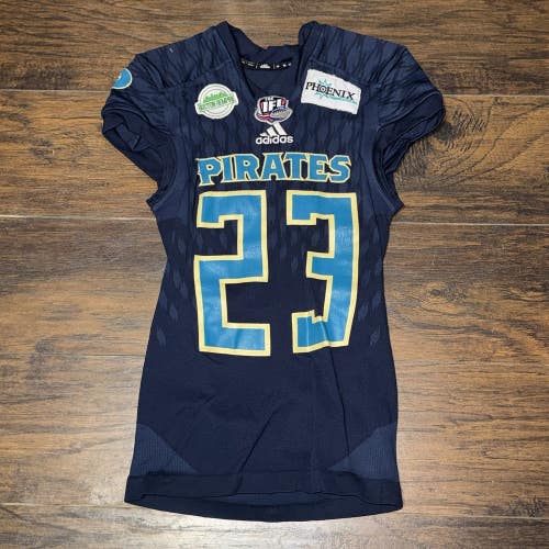 Justin Stockton #23 Massachusetts Pirates IFL NAL Blue Game Worn Jersey