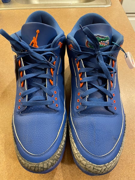 Size 14 Air Jordan 3 Force Savage Florida Gators PE Blue Orange Football Cleats