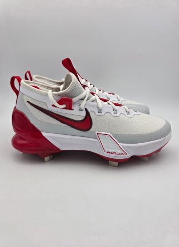 Nike Men’s Force Zoom Trout 9 Elite Baseball Cleats White/Red Sz 8.5 FB2906-101