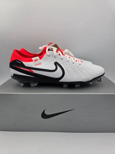 Nike Tiempo Legend 10 Elite FG White Black Bright Crimson DV4328-100 Mens Size 8