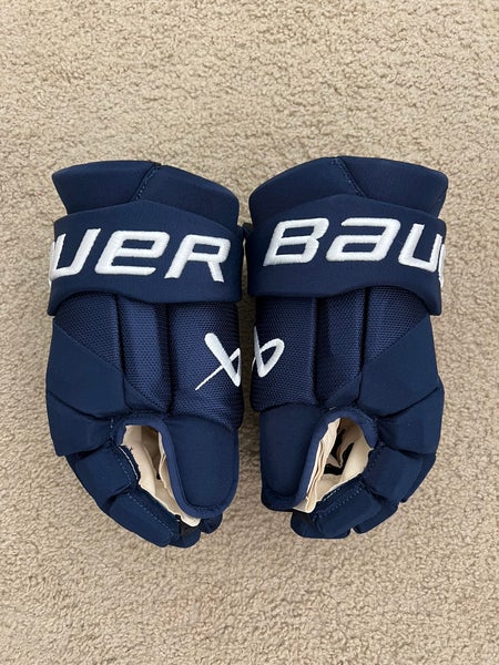 Pro Stock 14” Bauer Vapor Hyperlite Hockey Gloves Navy