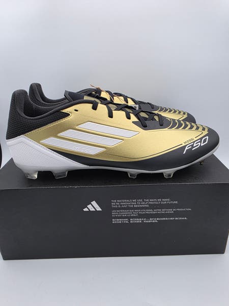 Adidas F50 League FG/MG Messi Soccer Cleats Gold Black Mens  display picture 3