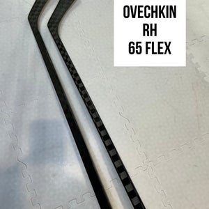 Senior(2x)Right Alex Ovechkin 65 Flex 66”ProBlackStock™ Toe Pattern Unbranded Pro Stock Hockey Stick