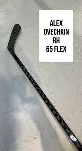 Senior(1x)Right Ovechkin 65 Flex 66” ProBlackStock™ Toe Pattern Unbranded Pro Stock Hockey Sticks