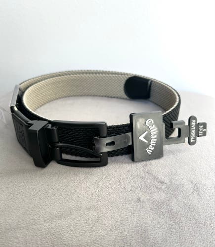 Callaway Reversible Braided Golf Belt Fits 30 to 32 Inch Waist Black Khaki