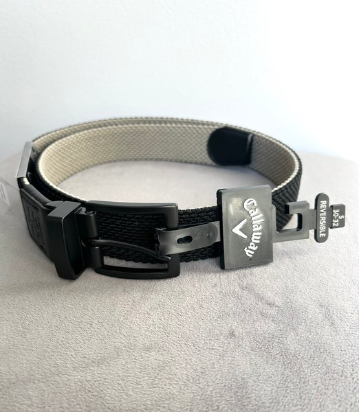 Callaway Reversible Braided Golf Belt Fits 30 to 32 Inch Waist Black Khaki