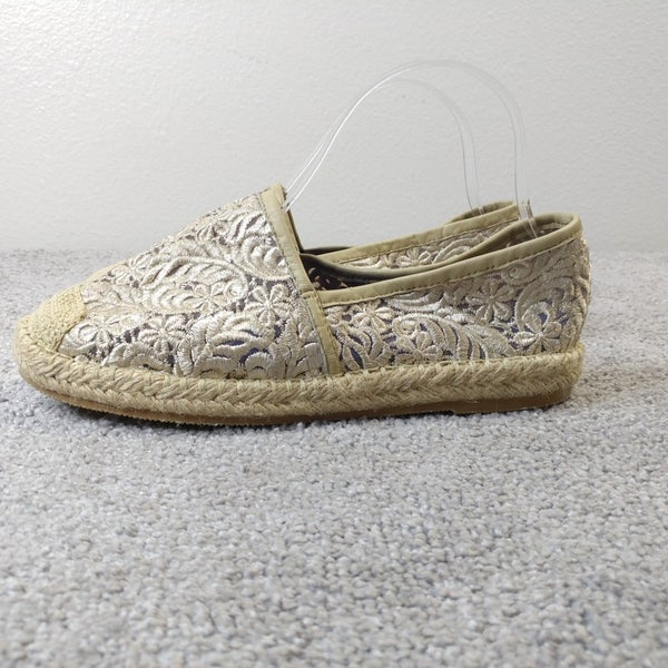 Jeffrey Campbell Espadrille Womens 7.5 Shoes Cream Floral Lace Flats Vintage